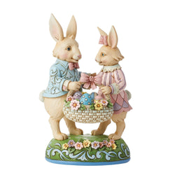 Basketful of Love - Bunny Couple with Basket Fig  - Country N More Gifts