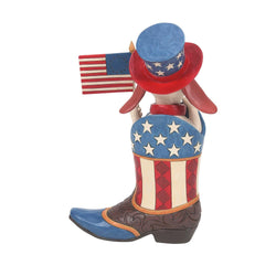 Star Spangled Style - Boot with Dog Holding Flag Fig  - Country N More Gifts