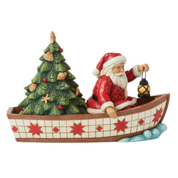 Seas of Giving - Santa in Boat With Tree Figurine - Country N More Gifts
