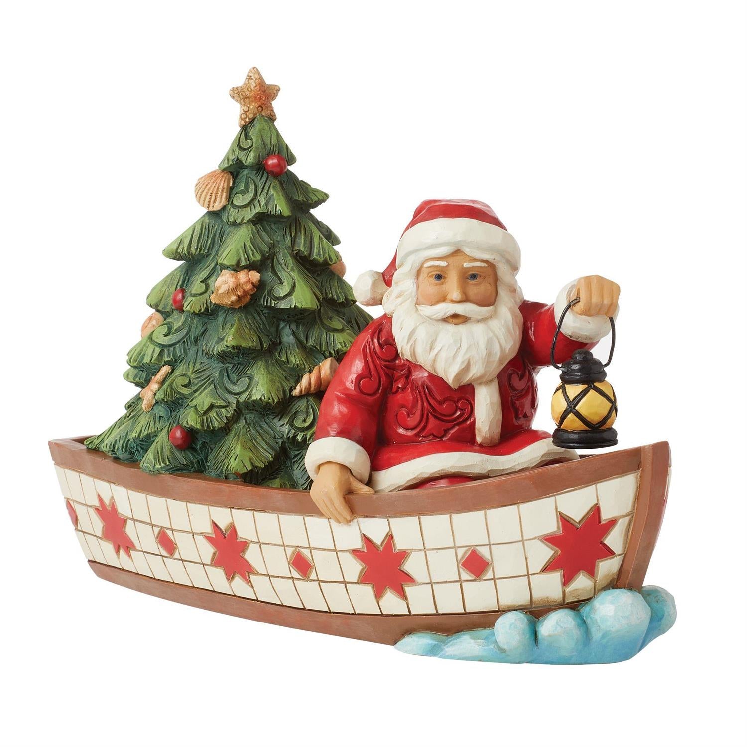 Seas of Giving - Santa in Boat With Tree Figurine - Country N More Gifts