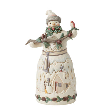Snowman with Pine Garland Figurine  - Country N More Gifts