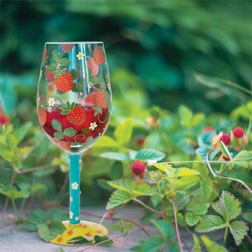 Strawberry Patch Wine Glass - Country N More Gifts