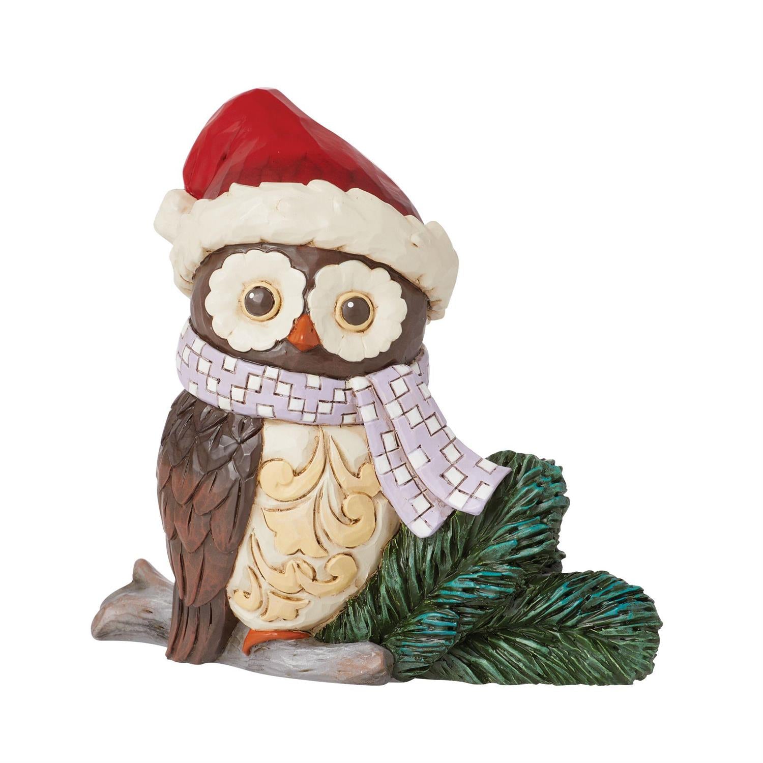 BOX DAMAGE - Mini Owl with Santa Hat Figurine - Country N More Gifts