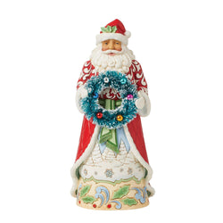 Santa with Sisal Wreath Figurine  - Country N More Gifts