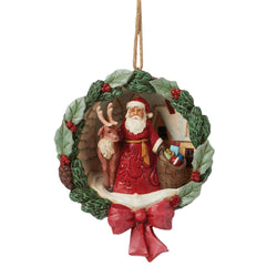 Santa and Deer Wreath Ornament  - Country N More Gifts