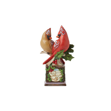 Faith, Joy and Hope - Cardinal Pair on Pedestal Figurine - Country N More Gifts