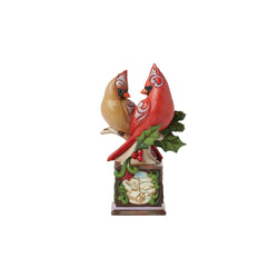Faith, Joy and Hope - Cardinal Pair on Pedestal Figurine - Country N More Gifts