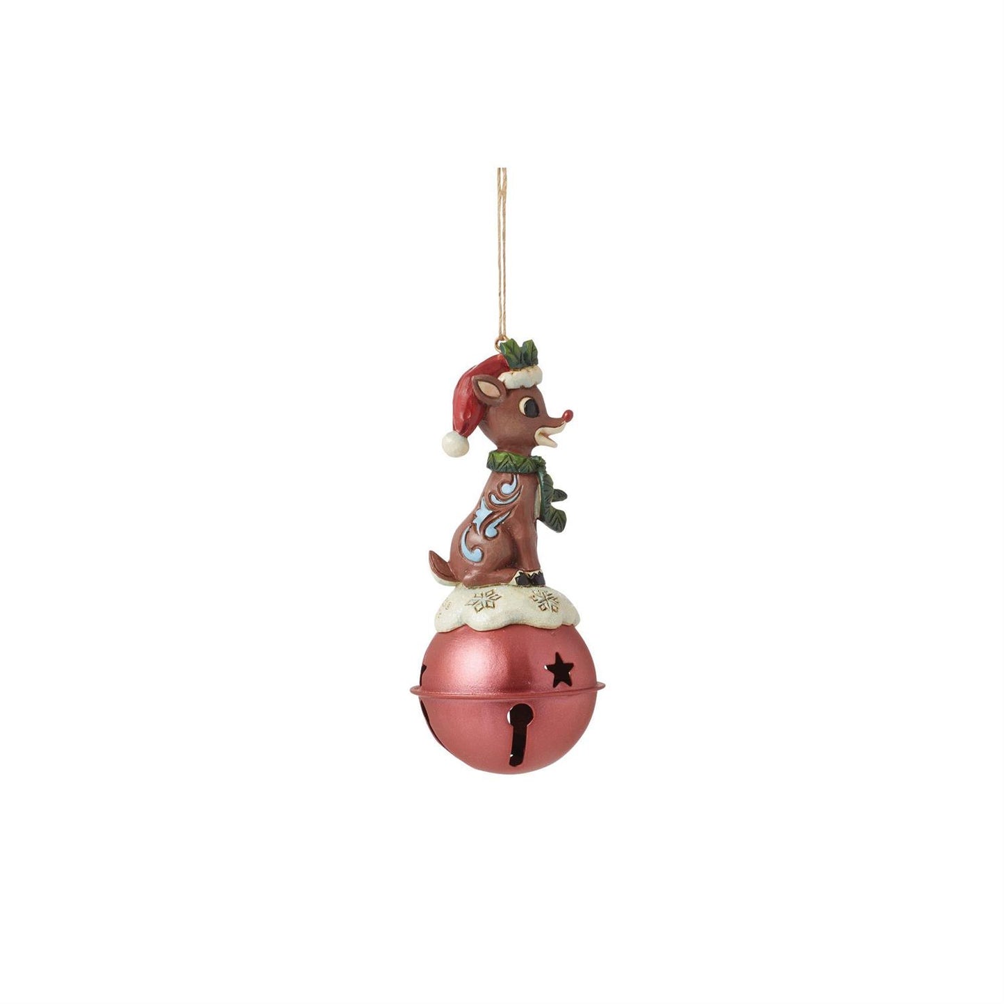 Rudolph Standing on Bell Hanging Ornament  - Country N More Gifts