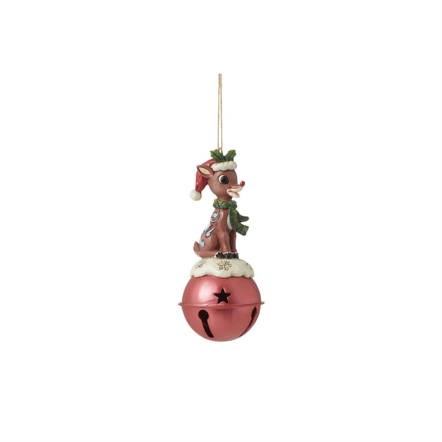 Rudolph Standing on Bell Hanging Ornament  - Country N More Gifts