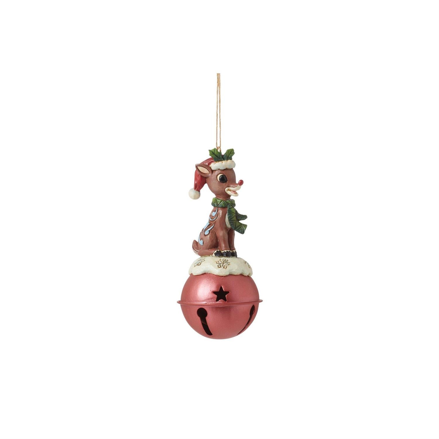 Rudolph Standing on Bell Hanging Ornament  - Country N More Gifts