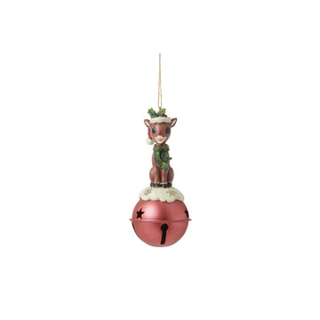 Rudolph Standing on Bell Hanging Ornament  - Country N More Gifts