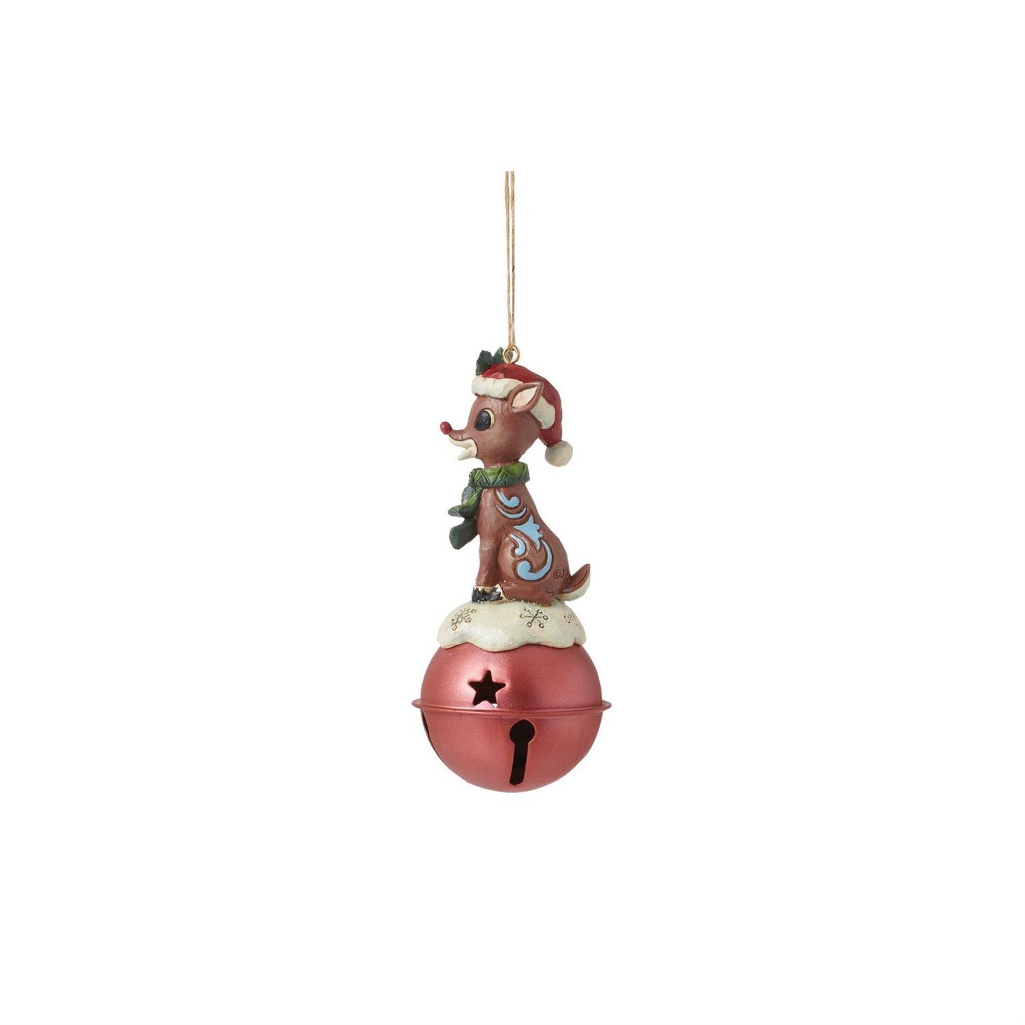 Rudolph Standing on Bell Hanging Ornament  - Country N More Gifts