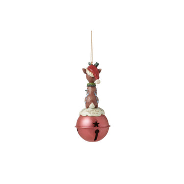 Rudolph Standing on Bell Hanging Ornament  - Country N More Gifts