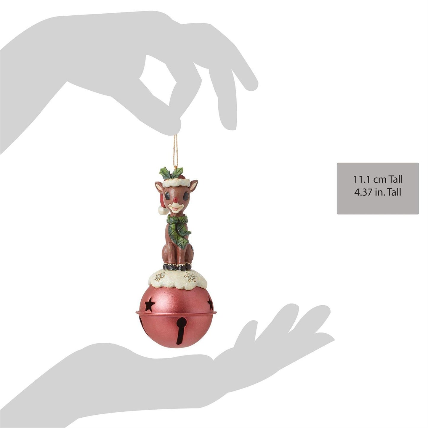 Rudolph Standing on Bell Hanging Ornament  - Country N More Gifts