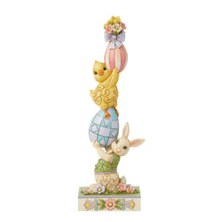 Playful Pile-Up - Bunny and Eggs Stacked Figurine  - Country N More Gifts