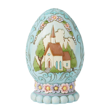 Let Us Rejoice - Egg with Church Scene Figurine  - Country N More Gifts