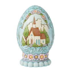 Let Us Rejoice - Egg with Church Scene Figurine  - Country N More Gifts
