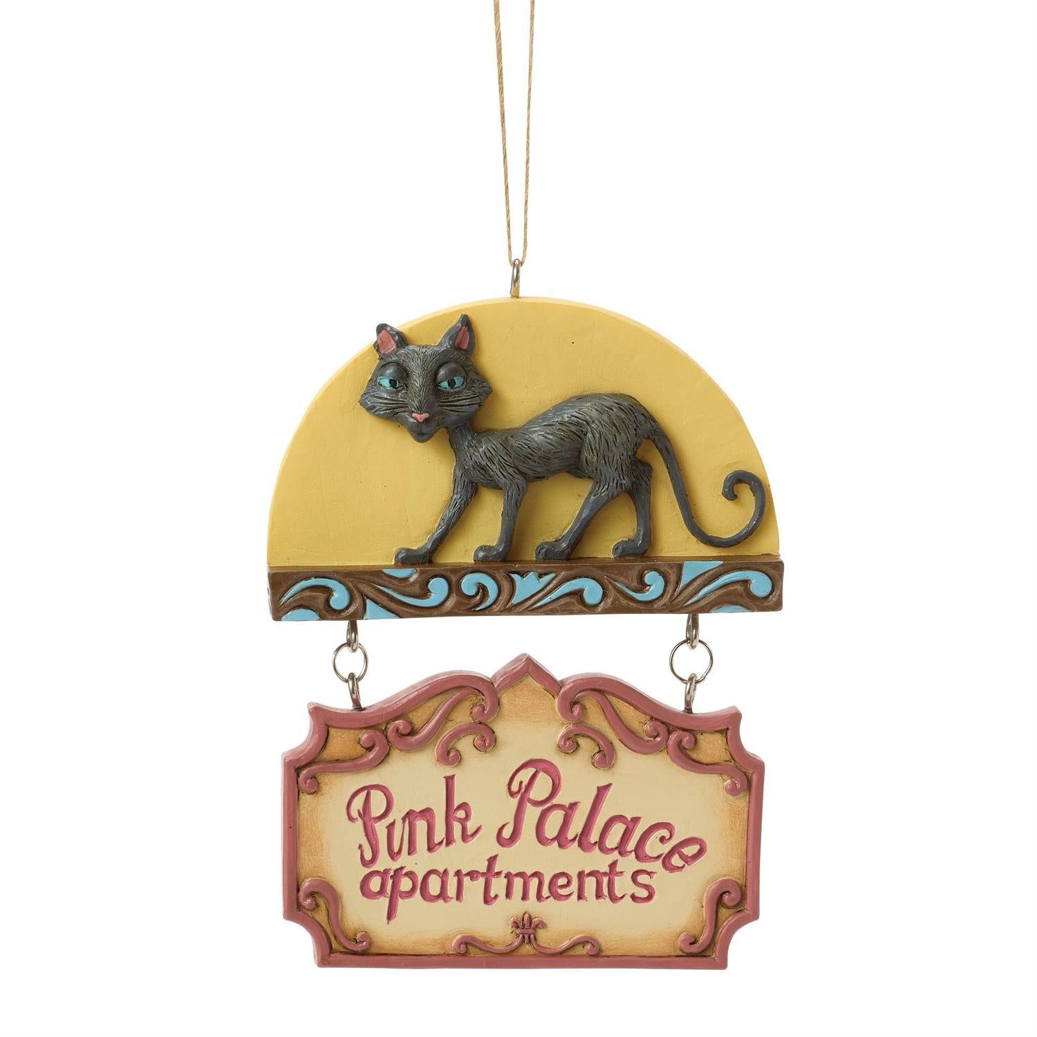 FBA - Black Cat Pink Palace Sign Ornament - Country N More Gifts