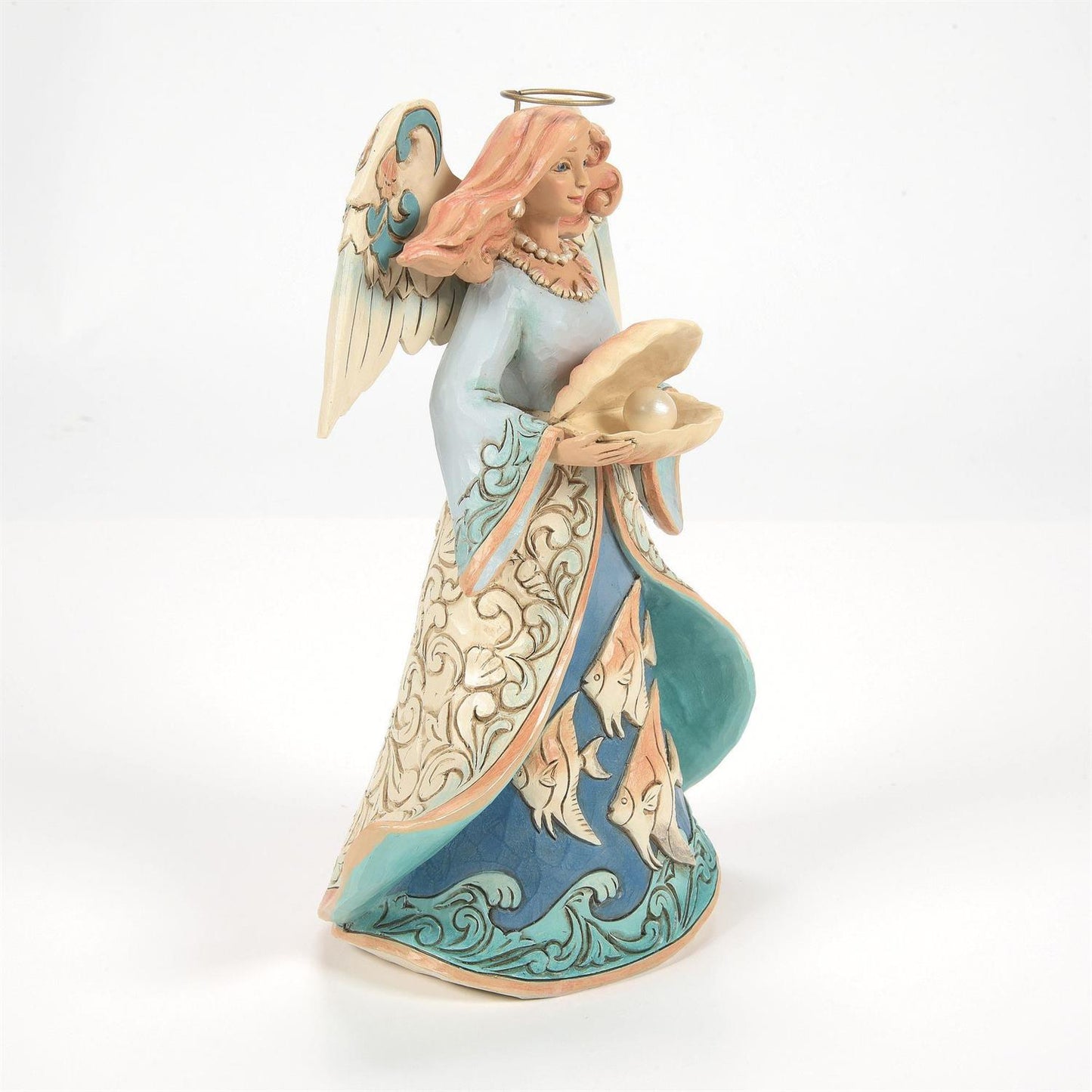 Seaside Serenity - Angel Holding Shell Figurine - Country N More Gifts