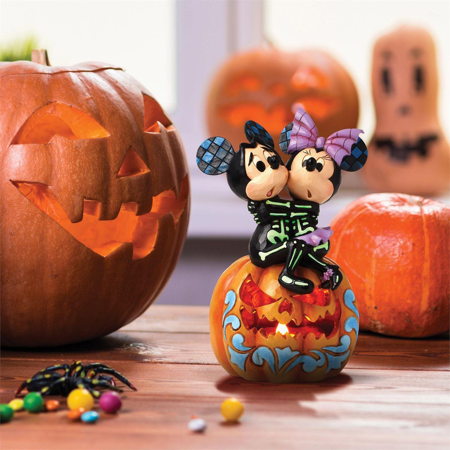 FBA - Spine-tingling Sweethearts - Mickey and Minnie Scared Skeletons - Country N More Gifts