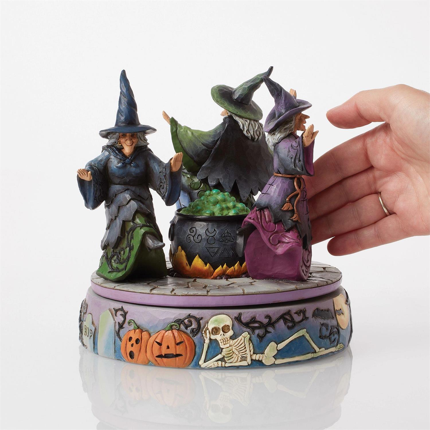 FBA - A-Haunting We Will Go - Witches Rotating Cauldron Figurine - Country N More Gifts