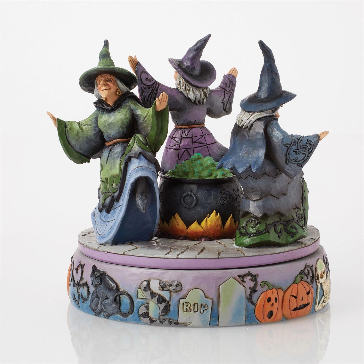 FBA - A-Haunting We Will Go - Witches Rotating Cauldron Figurine - Country N More Gifts