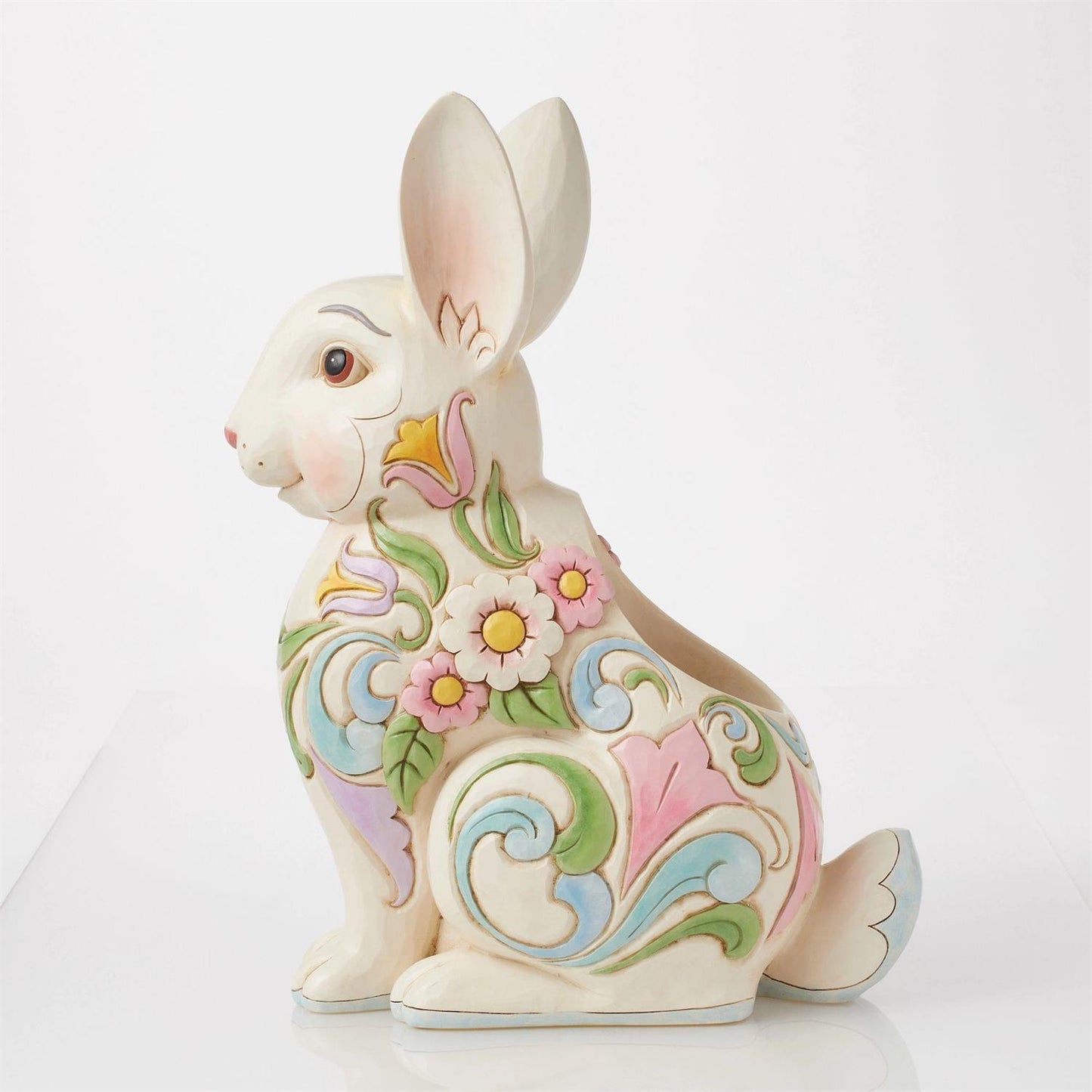 Planter White Floral Rabbit - Country N More Gifts
