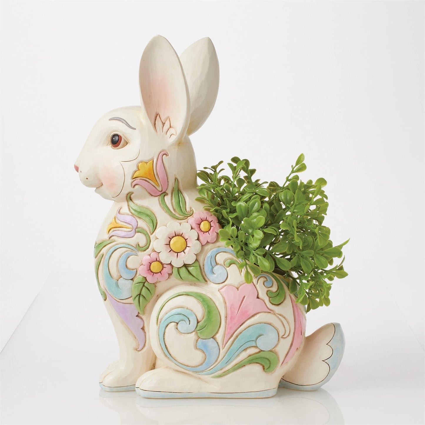Planter White Floral Rabbit - Country N More Gifts