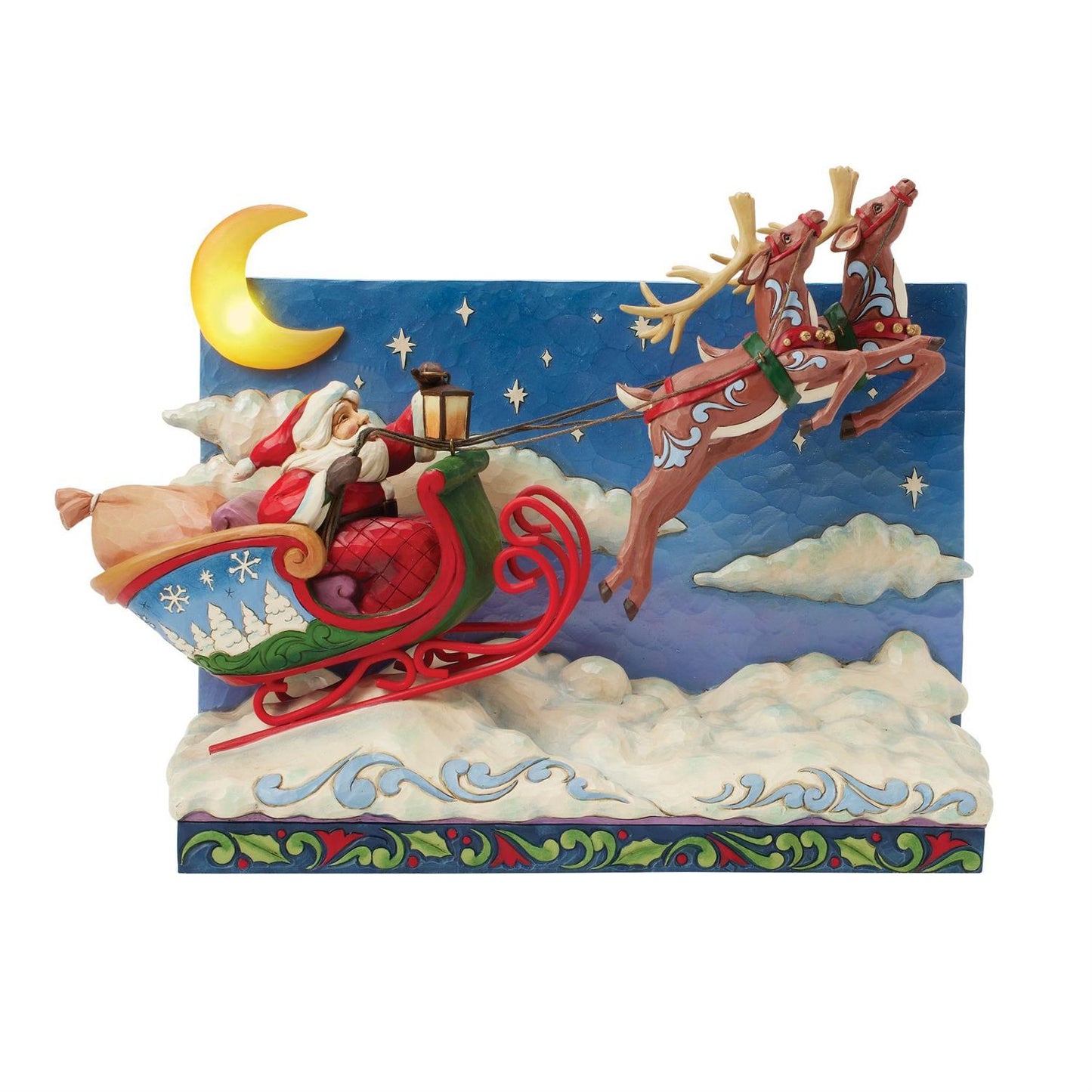 St. Nicholas is on His Way - Santa Sleigh with Reindeer LED - Country N More Gifts