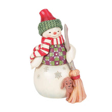 Swept in Love - Snowman with Dog Peeking Figurine