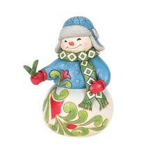 Wishing You a Cozy Christmas - Snowman Evergreen Sprig Figurine