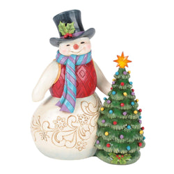FBA - All is Merry and Bright - Snowman With Vintage LED Tree - Country N More Gifts