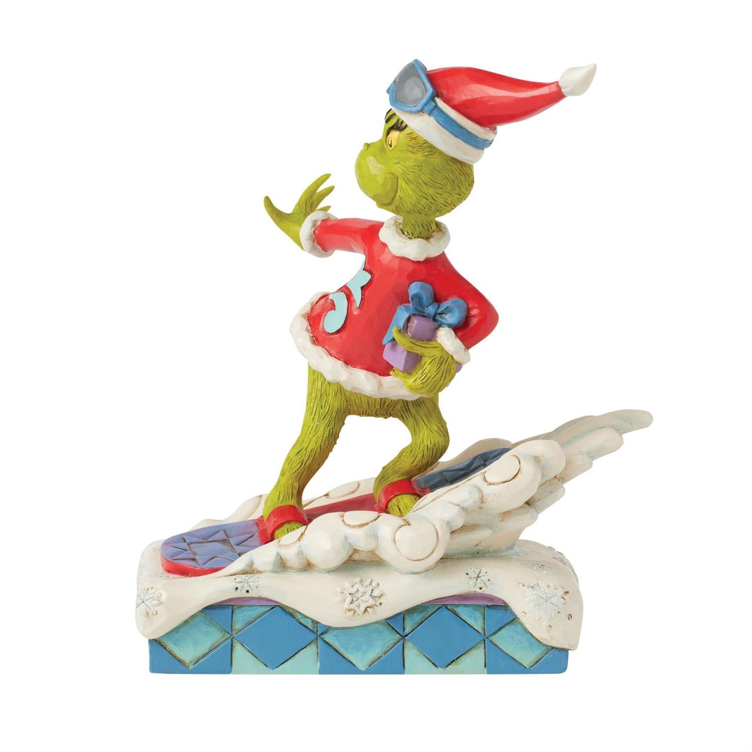BOX DAMAGE - Grinch Snowboarding Figurine - Country N More Gifts