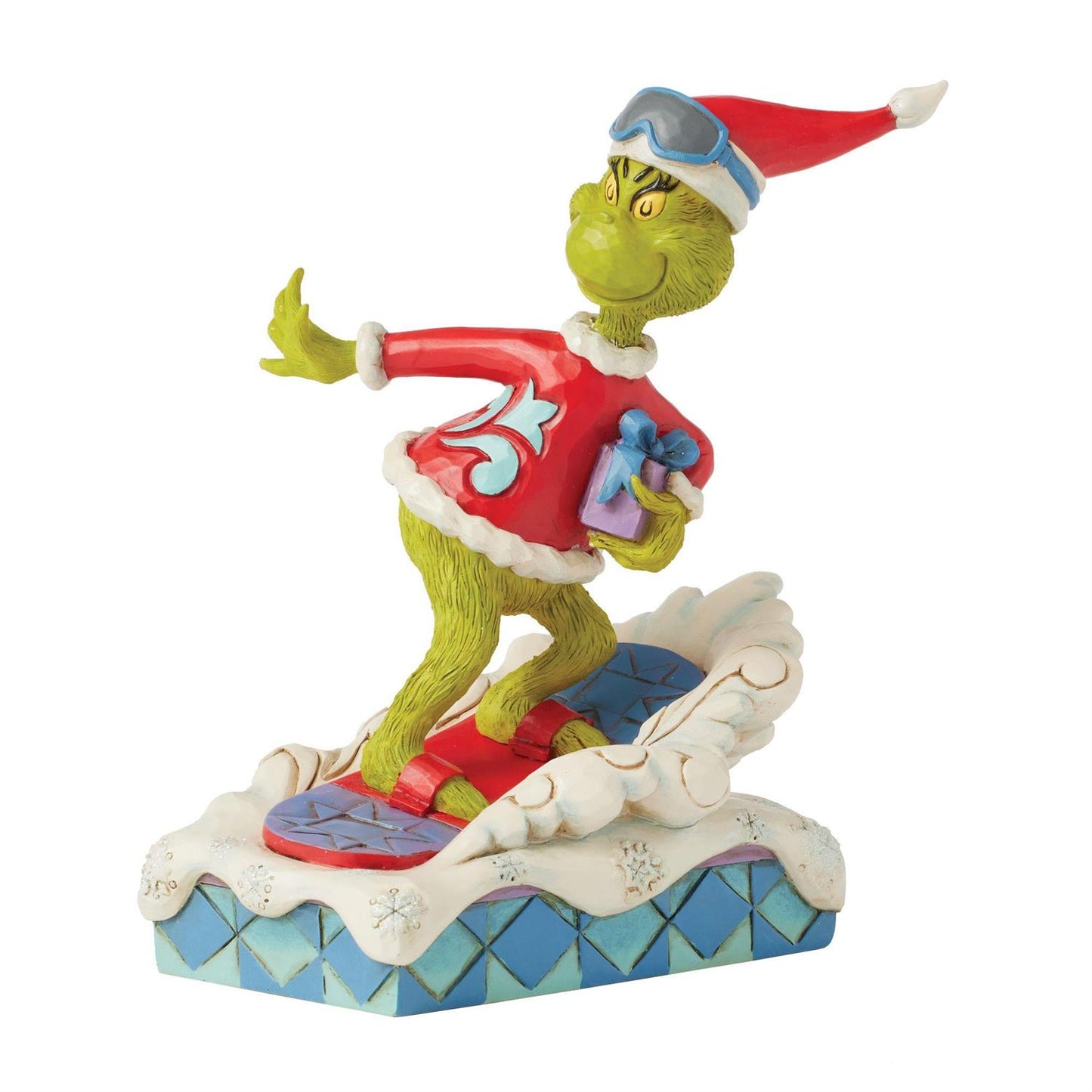 BOX DAMAGE - Grinch Snowboarding Figurine - Country N More Gifts