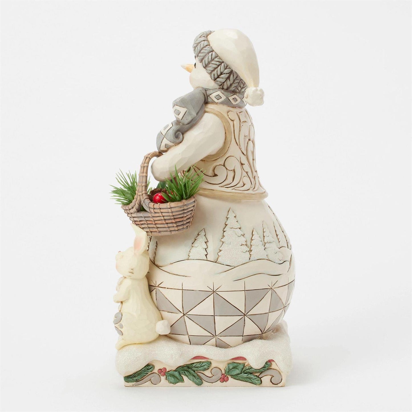 Winter's Gentle Gatherings - Woodland Snowman With Basket Figurine - Country N More Gifts