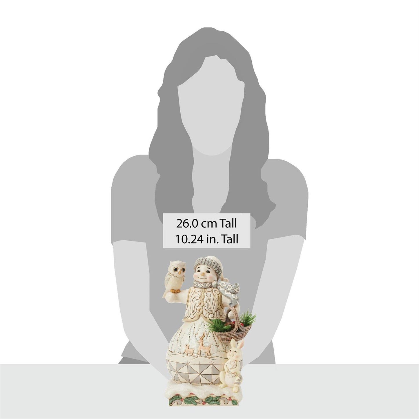 Winter's Gentle Gatherings - Woodland Snowman With Basket Figurine - Country N More Gifts