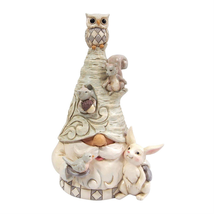 Gnome of the Winter Woods - Woodland Gnome with Animals Figurine