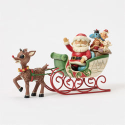 Rudolph Pulling Santa in Sled - Country N More Gifts