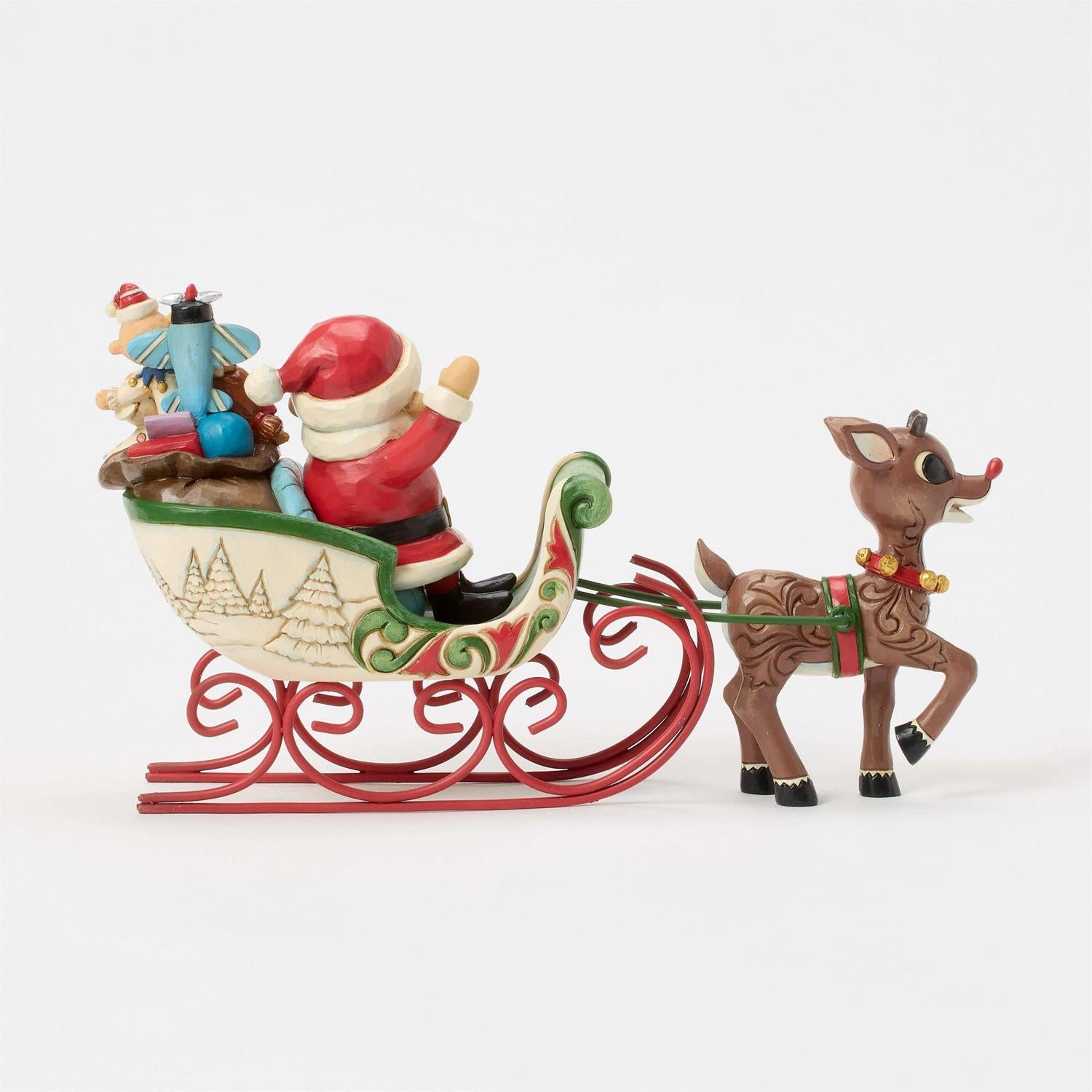 Rudolph Pulling Santa in Sled - Country N More Gifts