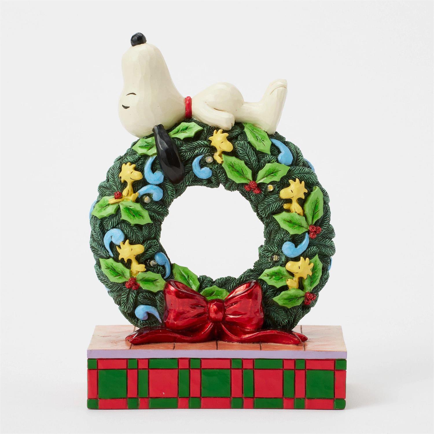 Happy Holiday Dreams - Snoopy Sleeping on LED Wreath - Country N More Gifts