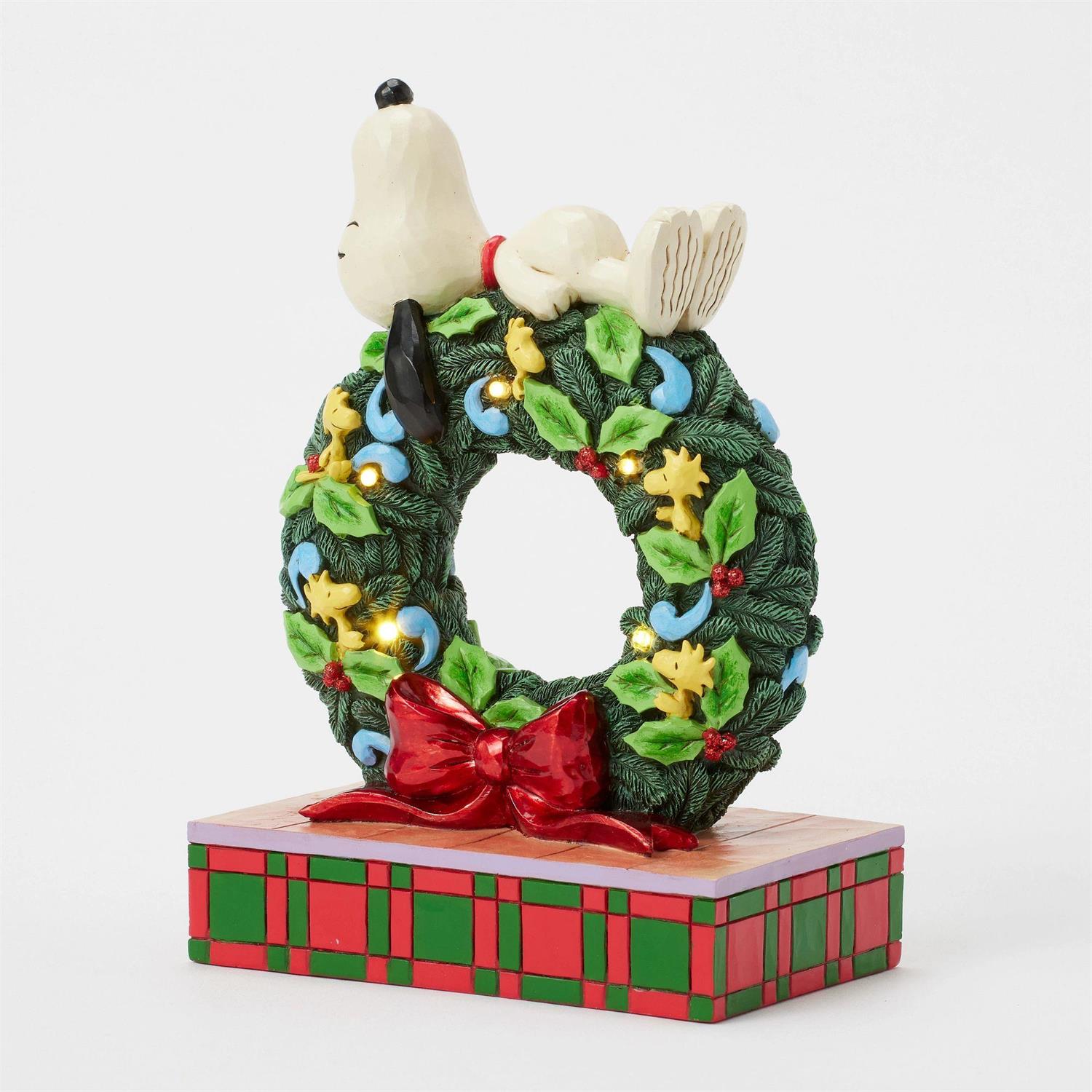 Happy Holiday Dreams - Snoopy Sleeping on LED Wreath - Country N More Gifts