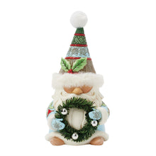 Wreathed in Holiday Joy - Gnome Wreath & Fur Hat Figurine