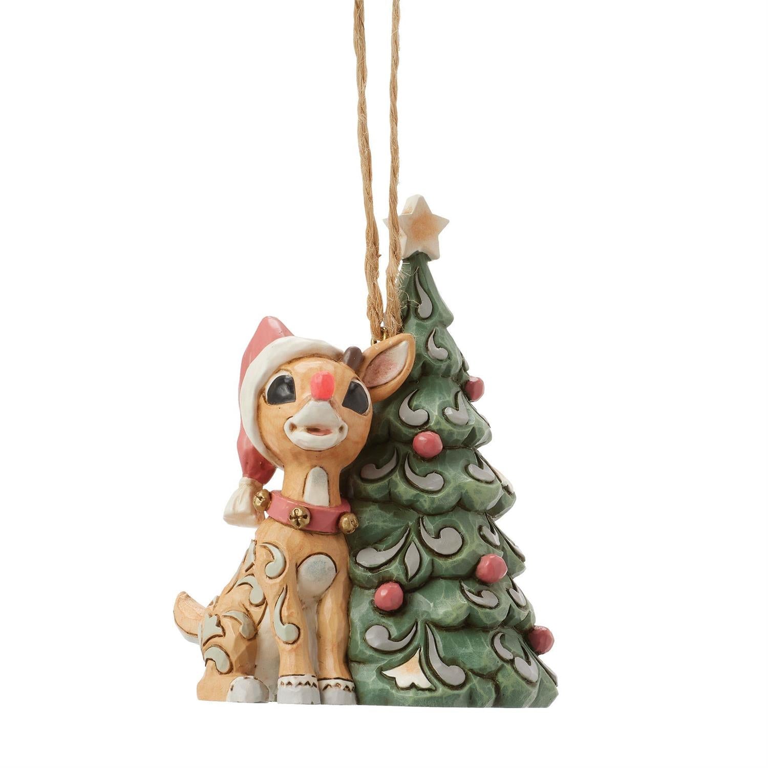 BOX DAMAGE - Woodland Rudolph with Tree Hanging Ornament - Country N More Gifts