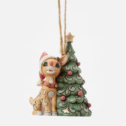 Woodland Rudolph with Tree Hanging Ornament - Country N More Gifts