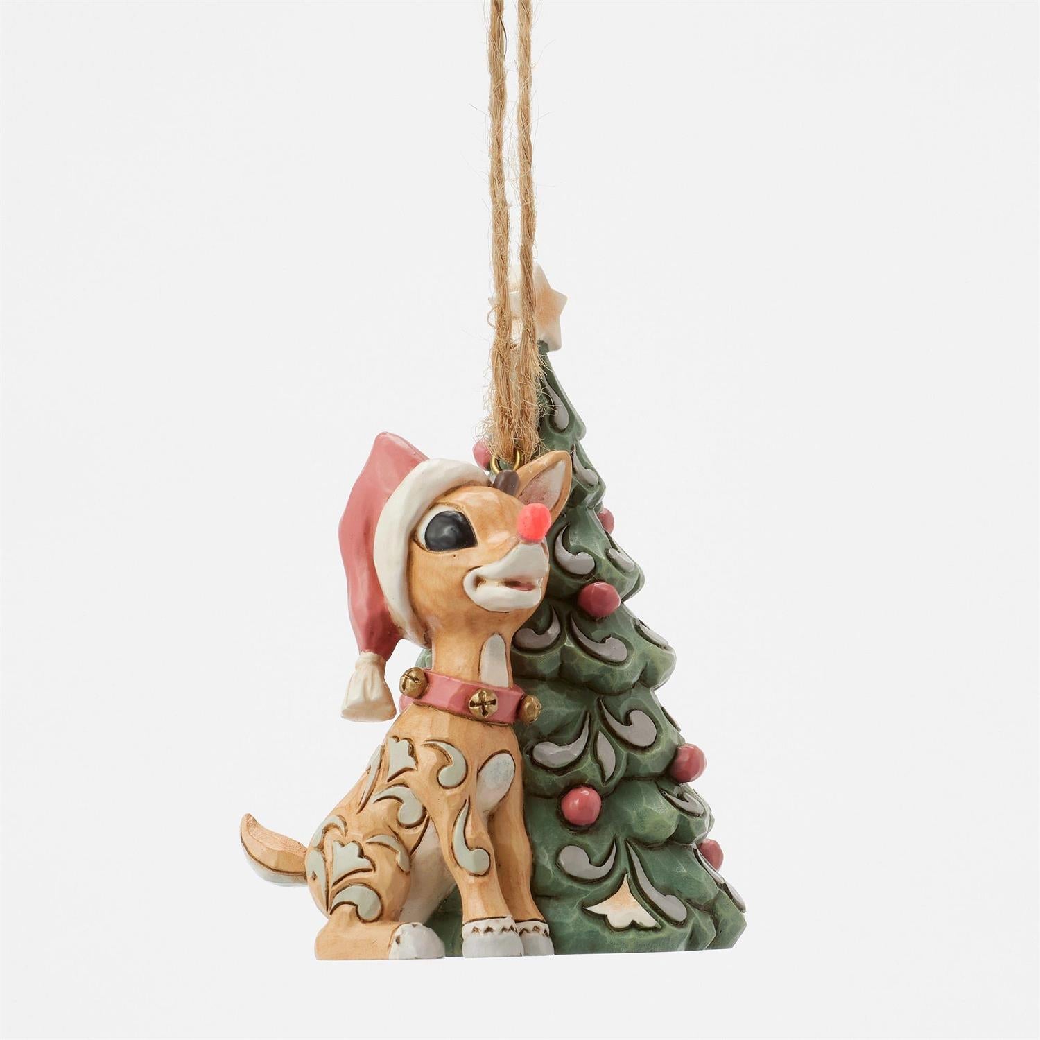 BOX DAMAGE - Woodland Rudolph with Tree Hanging Ornament - Country N More Gifts