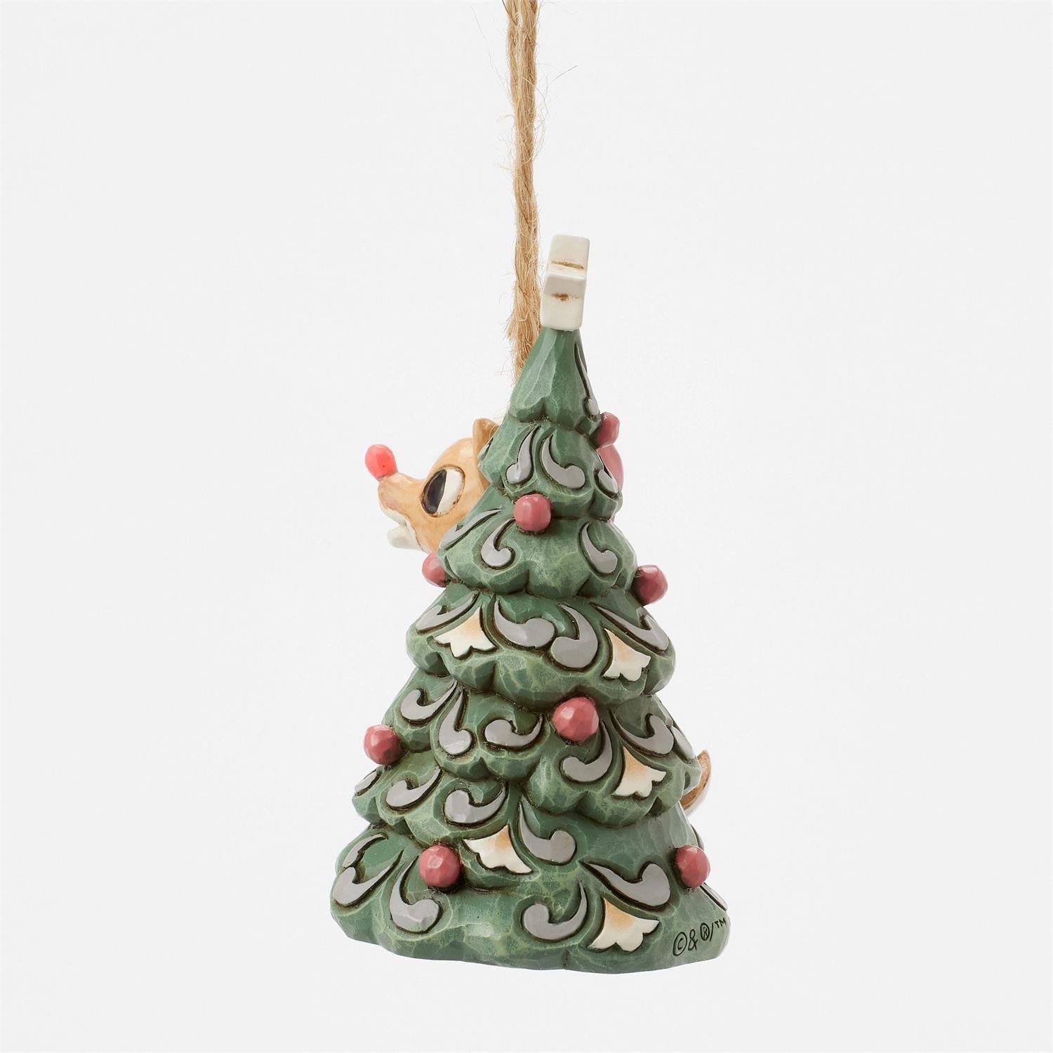 BOX DAMAGE - Woodland Rudolph with Tree Hanging Ornament - Country N More Gifts