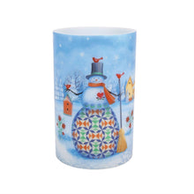 Snowman with Cardinals Candle