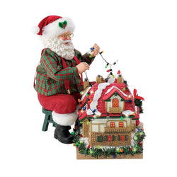 Buy Possible Dreams at CountryNMoreGifts.com Santa and his helper decorating a house with lights
