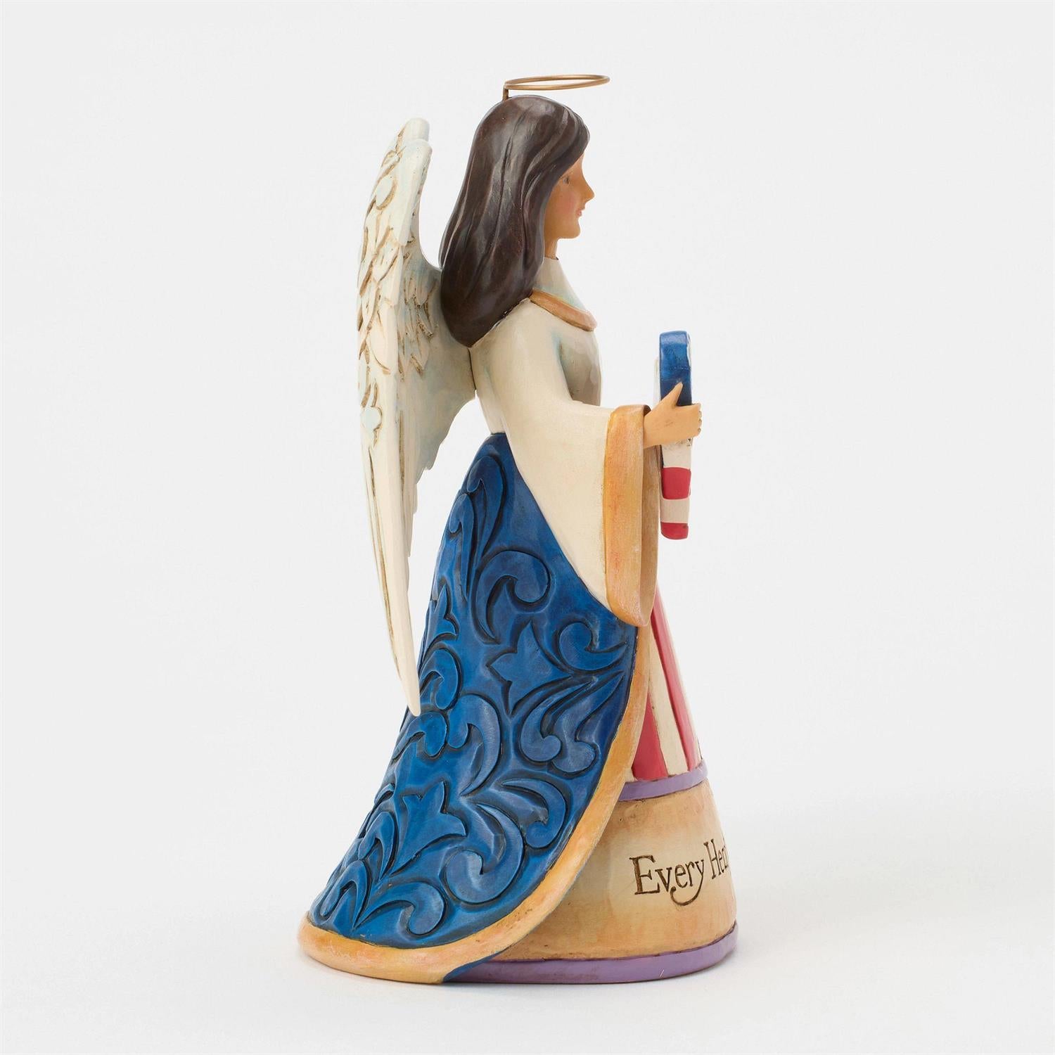 Every Heart Beats True - Patriotic Angel with Heart Figurine - Country N More Gifts