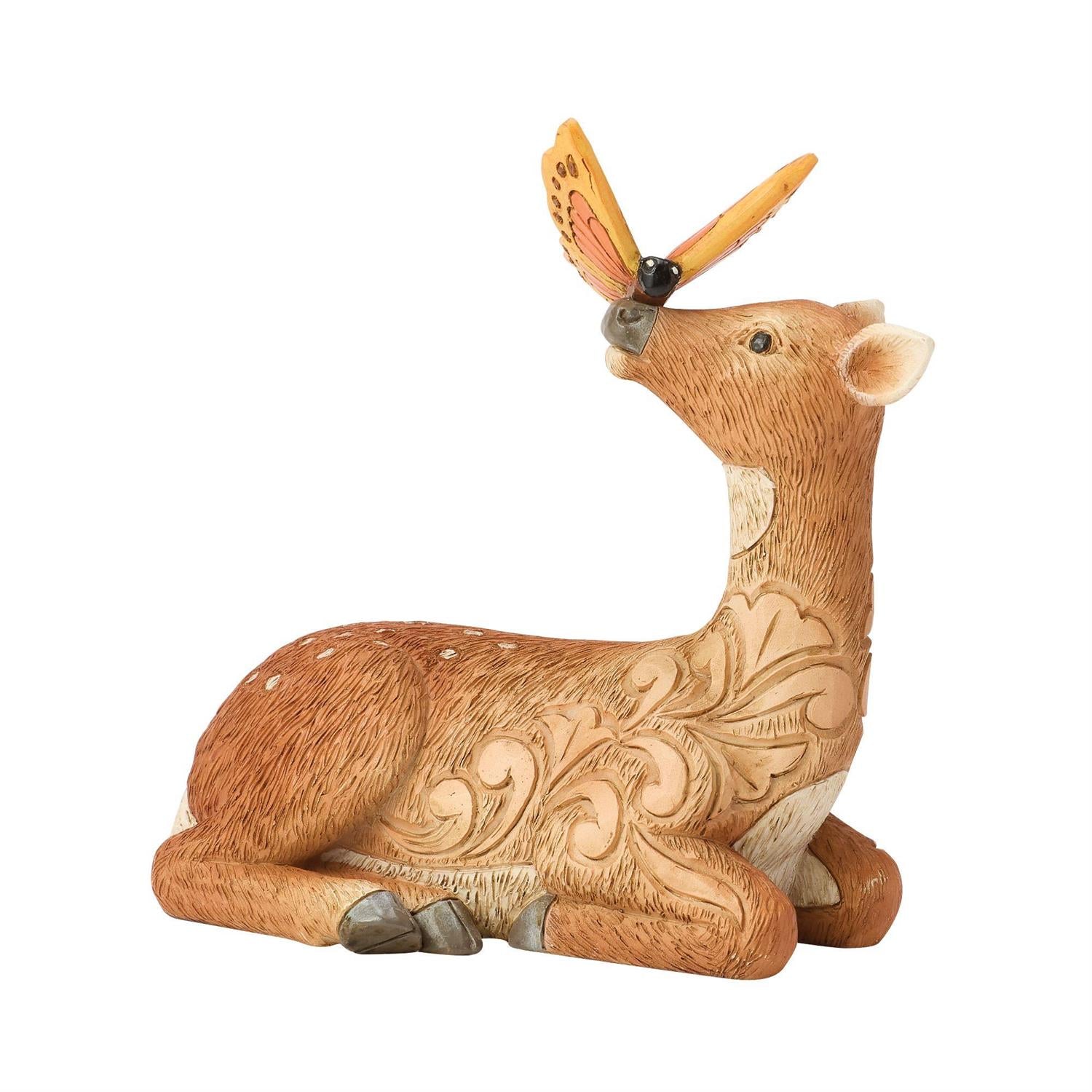 Deer with Butterfly Figurine - Country N More Gifts